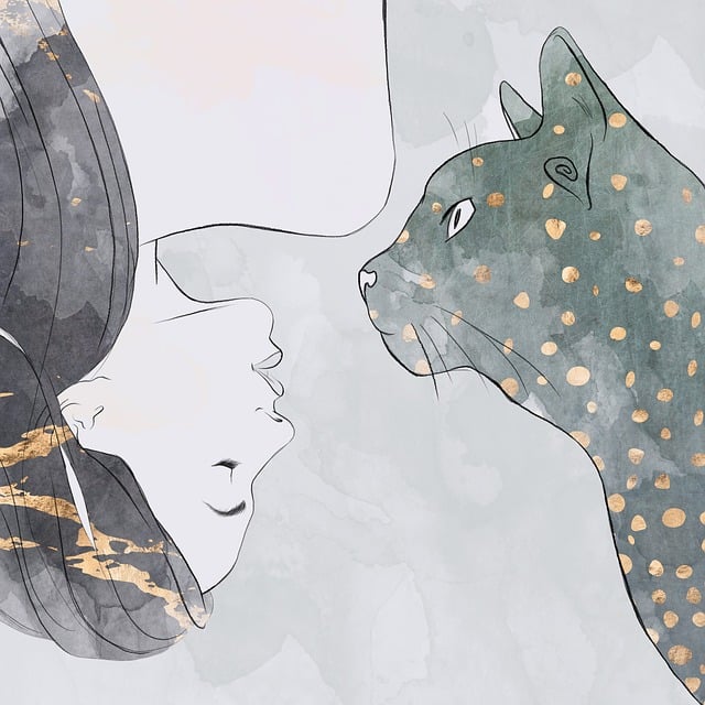 ペットが健康的に水を飲む様子と注意点を示すイラスト