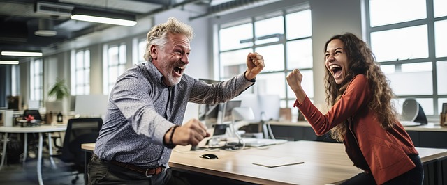 美味しいコーヒーを飲んで笑顔の人