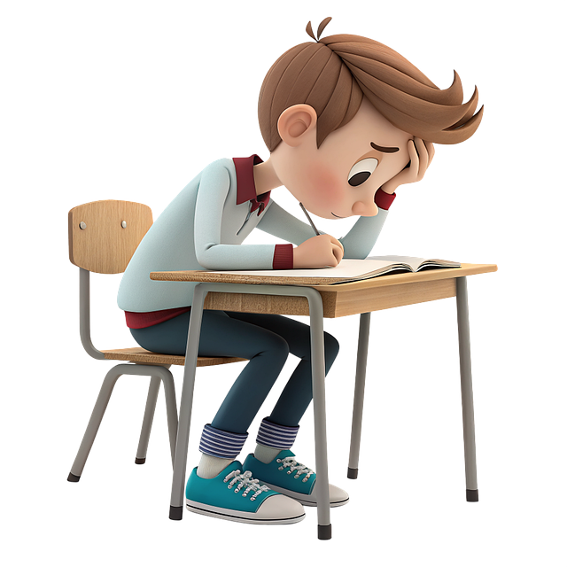 学習椅子に座って集中して勉強する子供のイメージ