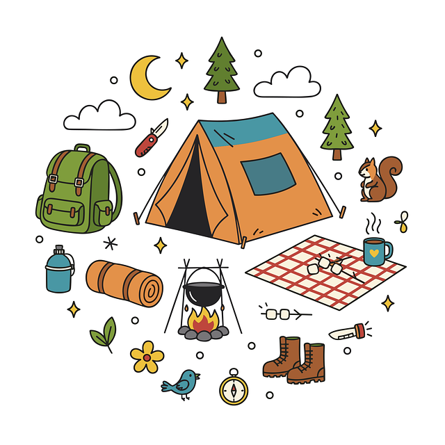 焚き火台で調理をしたり、リラックスして焚き火を楽しむソロキャンパーのイメージ