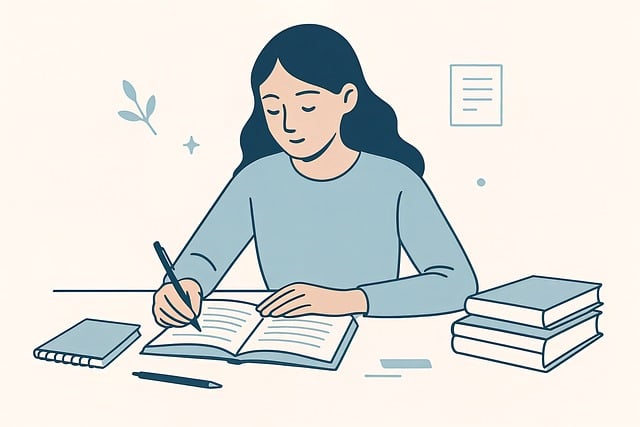 電子辞書を前に、集中して学習する学生の横顔